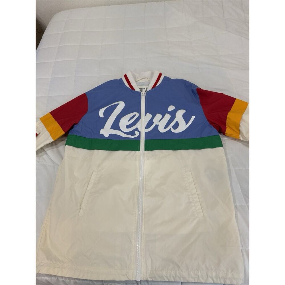 Levi's Windbreaker Nylon Track Coach Field Jacket Size Large Colorful Unisex